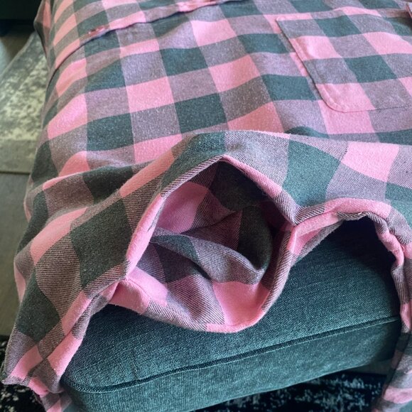 LALA ORIGINAL: Ziggy Oversized Grunge Flannel in Pink + Grey, Size S/M - Picture 3 of 6